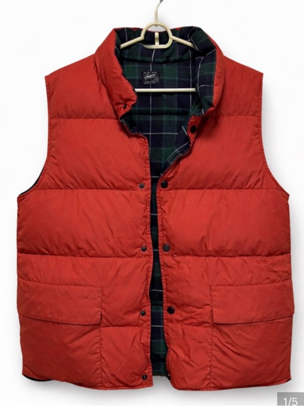 Grayers Red Quilted Puffer Vest with Plaid Lining